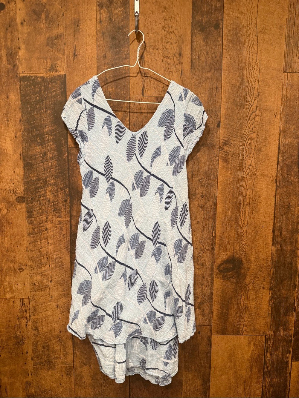 Cherishh made in Italy Light Blue Leaf-Print Cap Sleeve Dress XL EUC